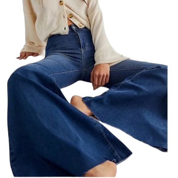 Free People Denim - Free people Just Float On High Rise Bell Bottom Flare Blue Jeans Size 31